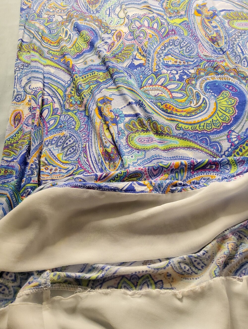 Ellen Tracy Sleeveless Paisley Sleepgown in Blue, Green & White 3X - Picture 6 of 9